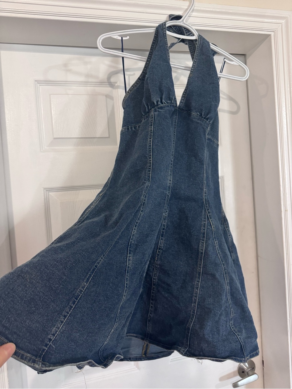 Denim Halter Dress - Dark Blue Jean